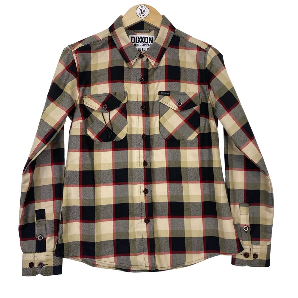 Dixxon Flannel Plaid Button Down Shirt Womens M Red Black Snap On Tools Ltd Ed